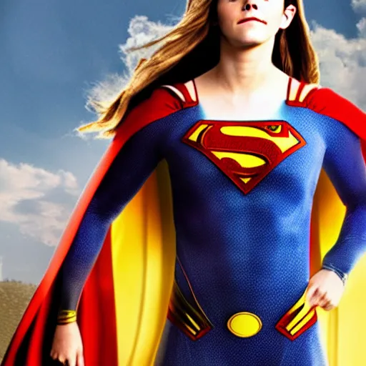Prompt: Emma Watson as Superman