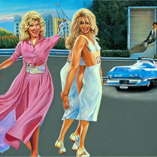 Image similar to Olivia Newton-John as Sandy in Grease, by Mark Brooks, Donato Giancola, Victor Nizovtsev, Scarlett Hooft Graafland, Chris Moore