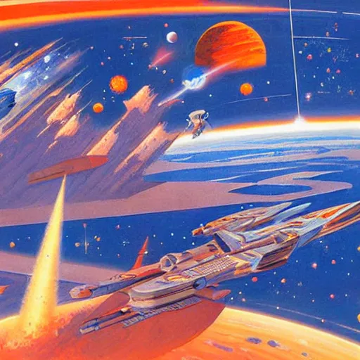 Prompt: Liminal space in outer space by Robert McCall