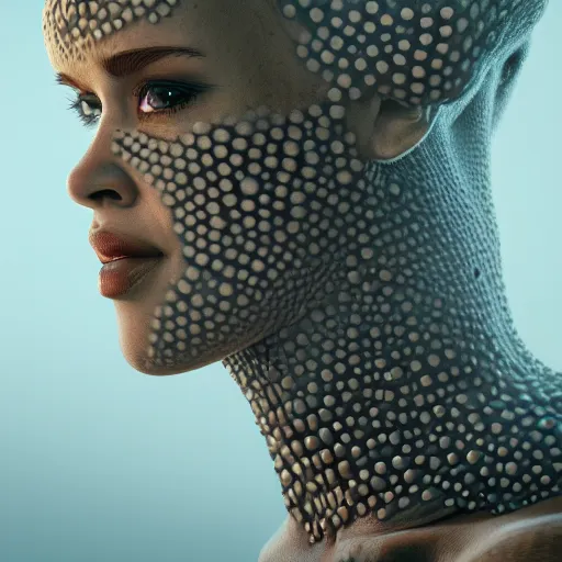 Image similar to a 4 k closeup of a woman with trypophobia, artstation, cgsociety, 4 k, 8 k