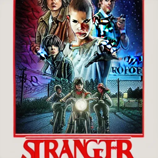 Image similar to stranger things poster, alan lee