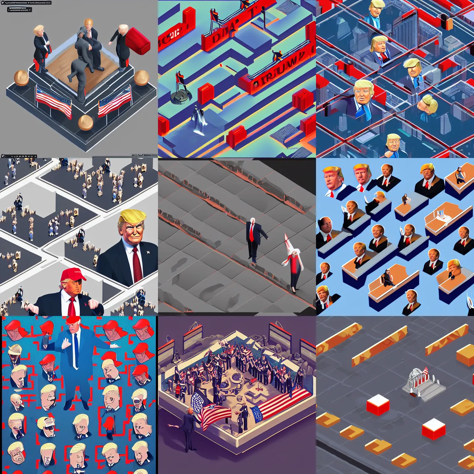 Prompt: donald trump, isometric game asset, digital art, detailed drawing, artstation