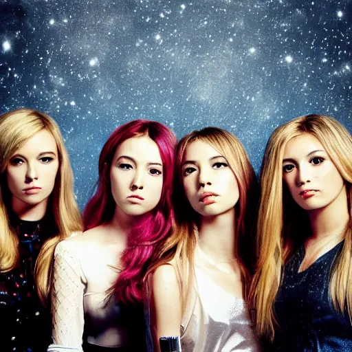 Image similar to album cover of a pop group, girls band, album cover art, album cover