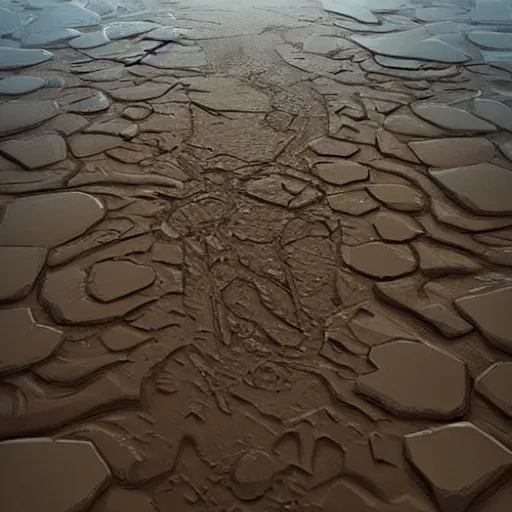 Prompt: stylized seamless mud texture game ready 5 1 2 x 5 1 2 by greg rutkowski, featured on artstation