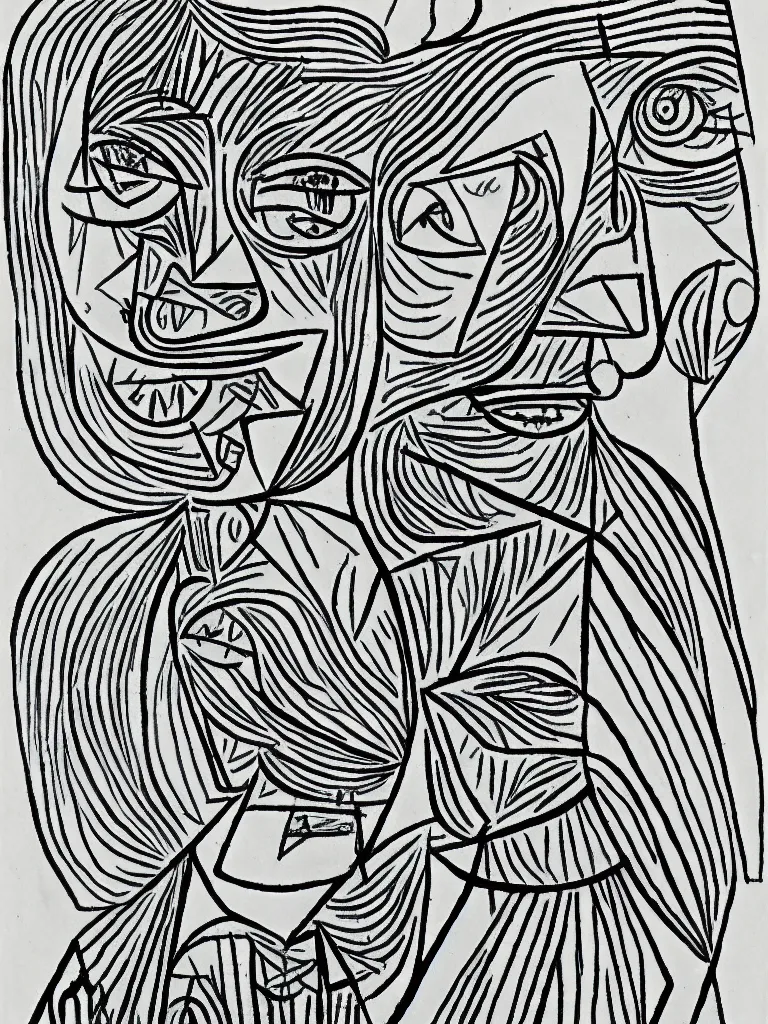 Prompt: pablo picasso line drawing