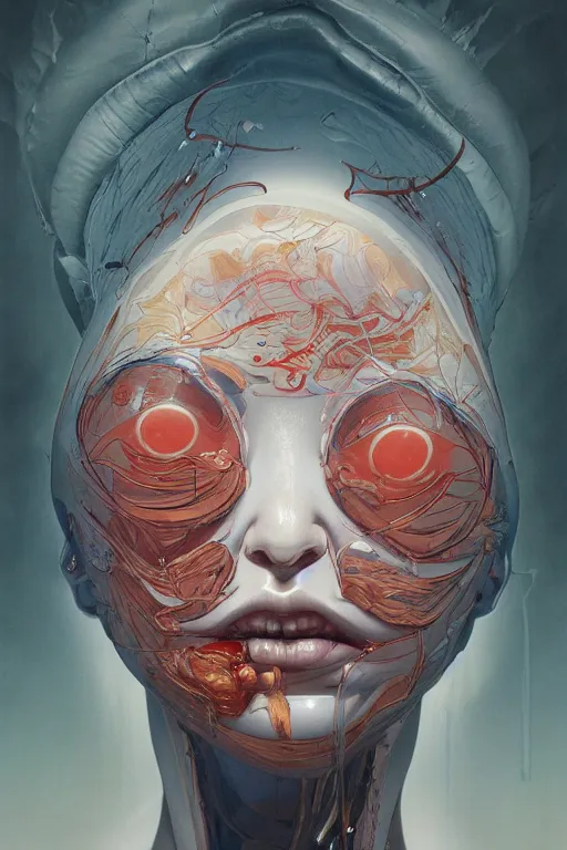 Image similar to prompt : figurative unique features subconscious, symmetrical face, portrait soft light painted by james jean and katsuhiro otomo and erik jones, inspired by akira anime, smooth face feature, intricate oil painting, high detail illustration, sharp high detail, manga and anime 1 9 9 9