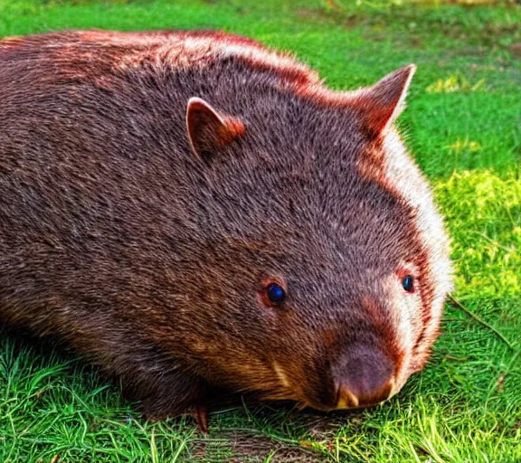 Image similar to digital art, colourful, a wombat relaxing