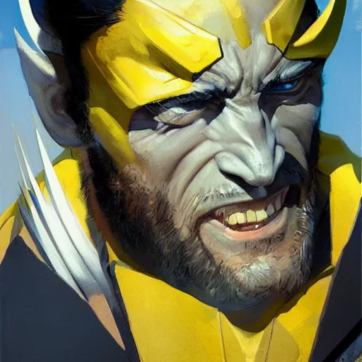 Image similar to greg manchess portrait painting of wolverine, medium shot, asymmetrical, profile picture, organic painting, sunny day, matte painting, bold shapes, hard edges, street art, trending on artstation, by huang guangjian and gil elvgren and sachin teng