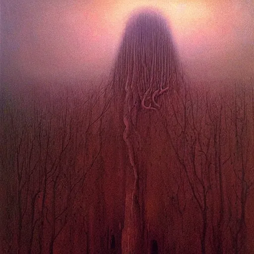 Image similar to painting by artist zdzislaw beksinski