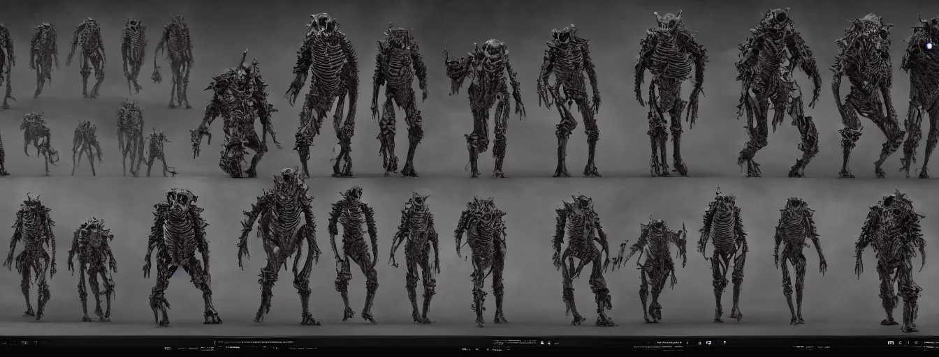 Image similar to hive mind sentinel character sheet, scorn themed dark sf biomechanical, intricate artwork masterpiece, ominous, dramatic horror cinematic lighting, volumetric 8 k, octane render, 8 k