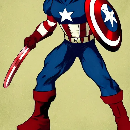 Image similar to captain america in the style of tatsuki fujimoto