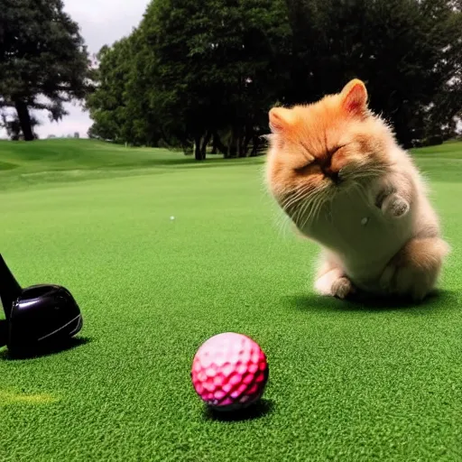 Prompt: animals playing midget golf