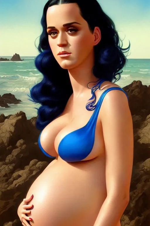 pregnant katy perry in a sports bra, realistic