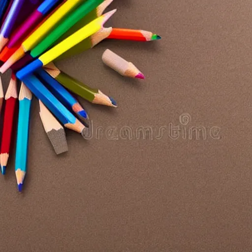 Image similar to back to school with school supplies and equipment, lots of colored pencils along with a pencil sharpener and a ruler, 3 d rendering, stock photo, octane render 8 k