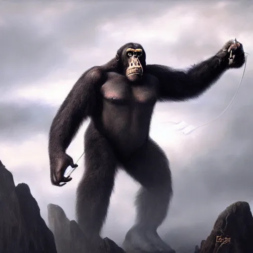 Prompt: King Kong, elden ring boss, matte painting, detailed, elden ring, oil on canvas