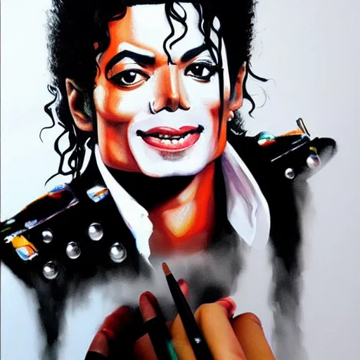 Prompt: painting of Michael Jackson by Sandra Chevrier, trending on Artstation, hyperdetailed