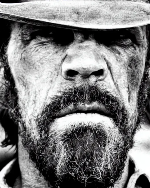 Image similar to film still close up shot of ron perlman in the movie a fistful of dollars. photographic, photography