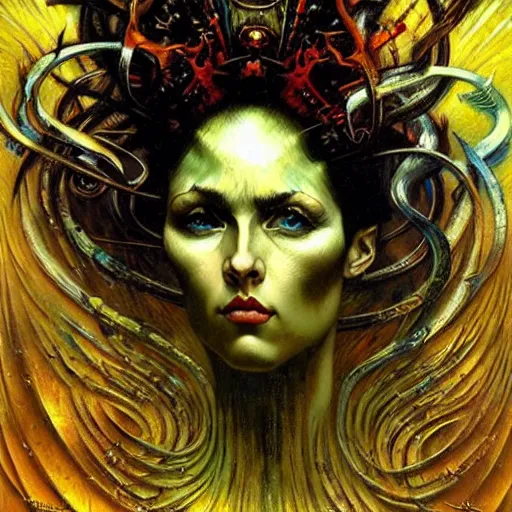 Image similar to Divine Chaos Engine by Karol Bak and Vincent Van Gogh