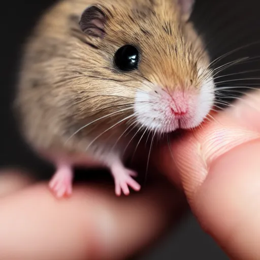 Image similar to a very tiny dwarf hamster : : eating and consuming a minuscule and tiny screaming little child : :, realistic, depth of field, bokeh blur, studio lighting, detailed, 4 k ultra hd