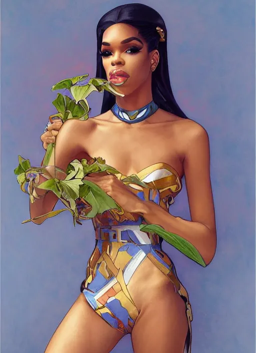 Image similar to naomi smalls, drag queen, painting by artgerm and greg rutkowski and alphonse mucha