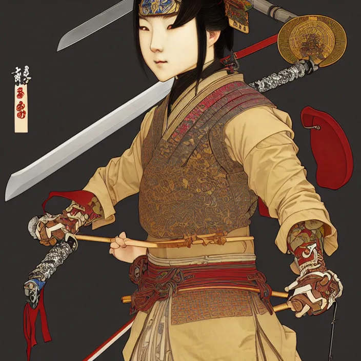 Image similar to anthropomorphic samurai bear cyborg, cyborg bear, sword held in hand, fantasy, intricate, highly detailed, lifelike, photorealistic, digital painting, artstation, illustration, concept art, smooth, sharp focus, art by alphonse mucha and kitagawa utamaro and ogata korin and aya takano