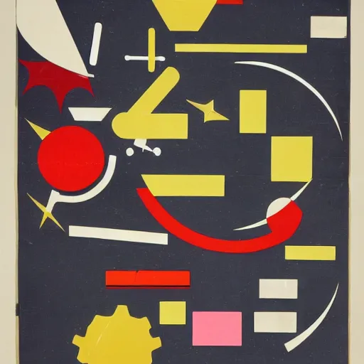 Prompt: an abstract mid - century modern collage of random shapes cut from vintage science and fashion magazines depicting the future of space travel as imagined in 1 9 5 6 in the usa.