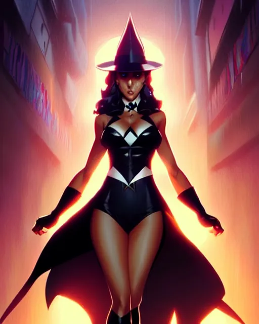 Prompt: artgerm, greg rutkowski comic book cover art, jessica alba as zatanna