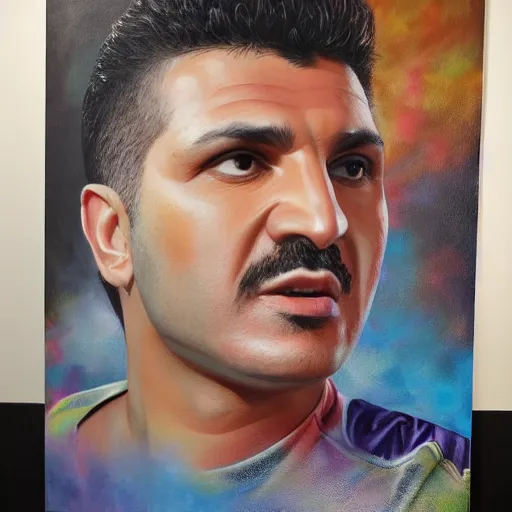 Prompt: painting of ali daei, realistic, hyperrealism, studio lighting, detailed