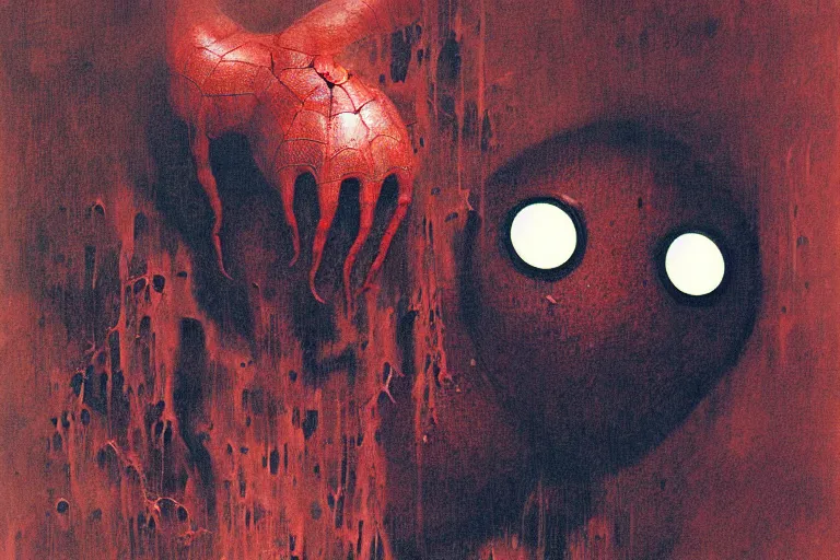 Image similar to Spider-Man with a deformed pig face by beksinski