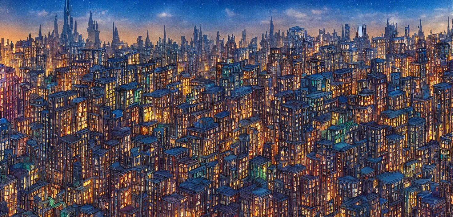 Image similar to studio ghiblli city film still, 8 k denoised, high detail