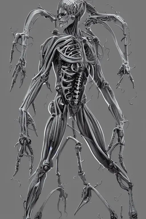 Prompt: symmetry!! full body medusa anatomy concept, medical anatomy, cybernetic limbs, gun metal grey, nano machine, muscular system reference, chrome skeleton, anatomical art, digital art, in the style of amanda lilleston, luka mivsek, bryan christie, ranjit ghosh, artstation, pinterest, deviantart, photoshop, unreal engine