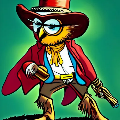 Image similar to cartoon owl dressed as the lone ranger from the children's 1980s cartoon show