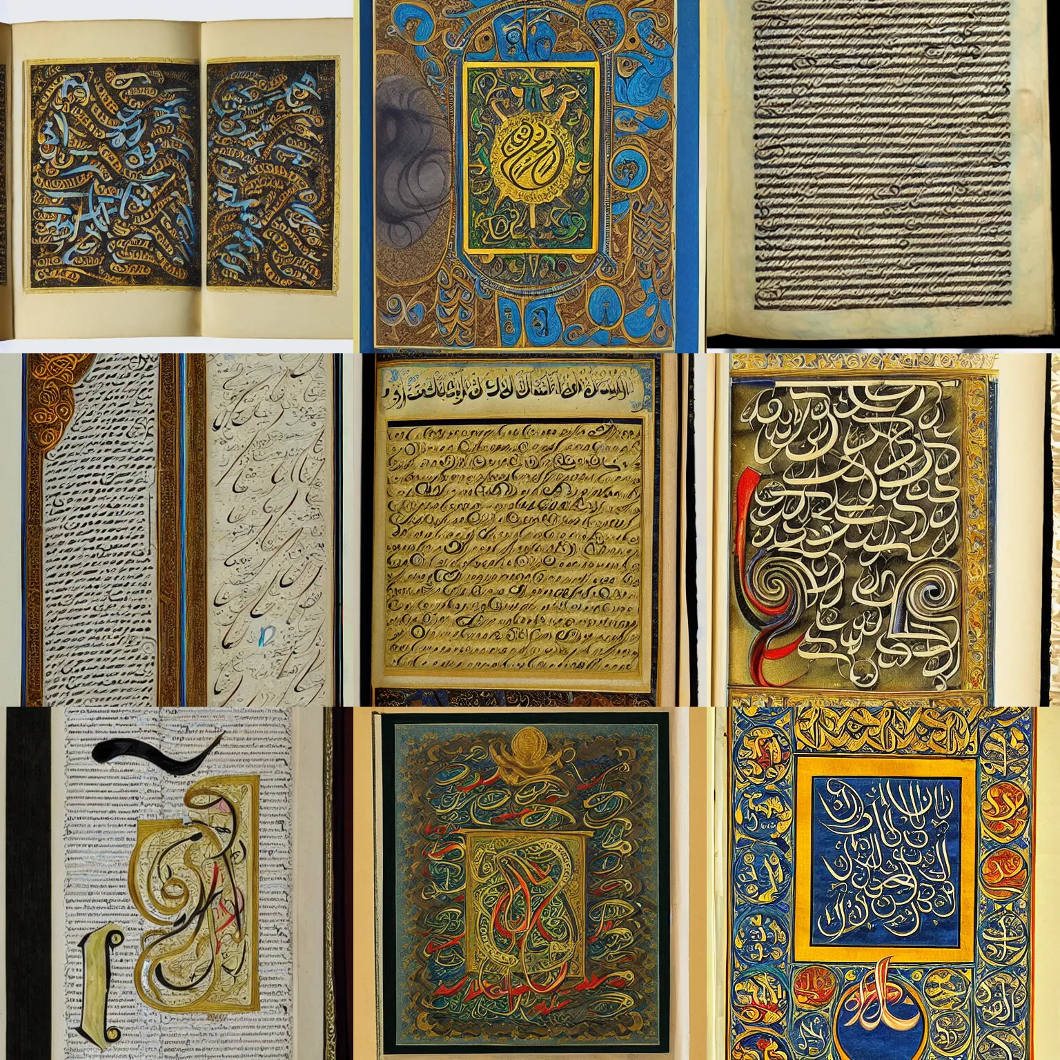 Prompt: illuminated manuscript page full of elaborate surrealist calligraphy