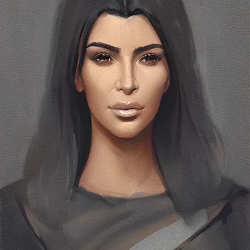 Image similar to “ portrait of kim kardashian by greg rutkowski, young, attractive, highly detailed portrait, scifi, digital painting, artstation, concept art, smooth, sharp foccus ilustration, artstation hq ”