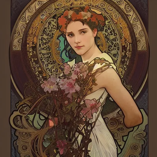 Image similar to amazing lifelike award winning pencil illustration of alphonse mucha trending on art station artgerm greg rutkowski alphonse mucha cinematic