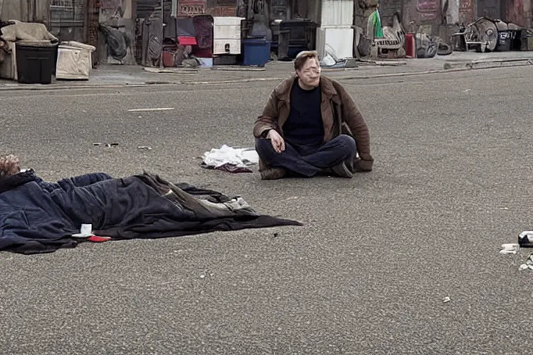 Prompt: a Film still of Elon musk as a homeless person in the new Christopher Nolan movie, 4k