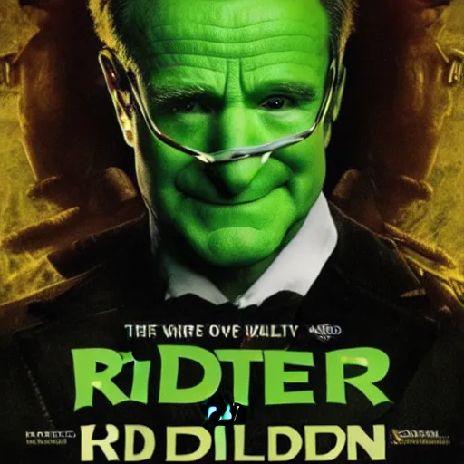 Image similar to awe inspiring Robin Williams as The Riddler 8k hdr movie poster