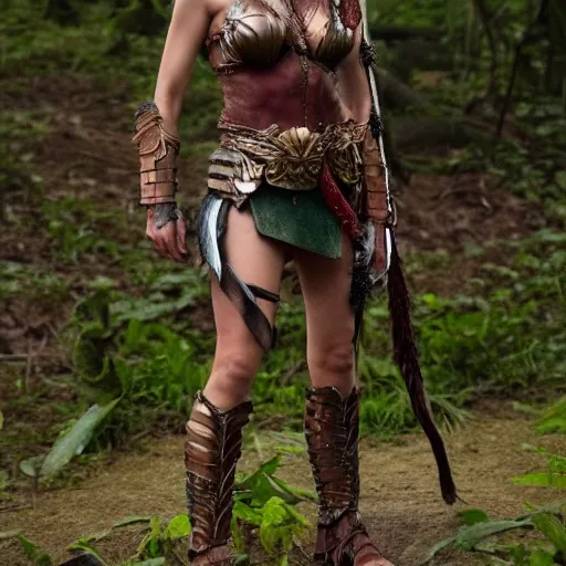 Prompt: full body photo of alexandra daddario as a amazon warrior,