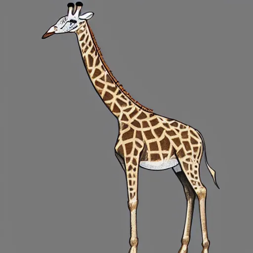 Prompt: Full body shot of a giraffe, ancient charcoal cave painting