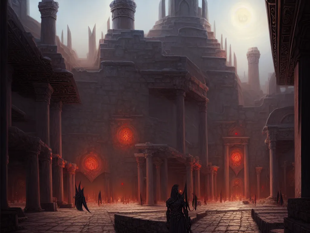 Image similar to the city of tyr in the world of athas, dark sun d & d art, beautiful digital painting by gerald brom, intricate details, ultra realistic, beautiful digital painting in the style of wlop, volumetric lighting, fantasypunk, dark sun rising, amazing d & d art, by greg rutkowski, trending cgsociety, artstation