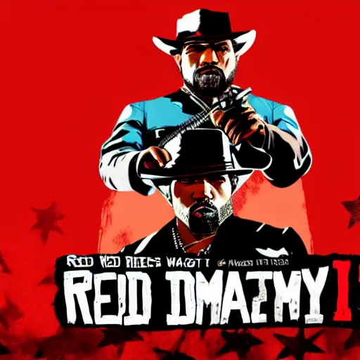 Image similar to illustration red dead redemption 2 artwork of kanye west, in the style of red dead redemption 2 loading screen, by stephen bliss