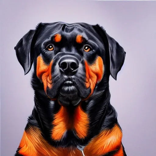 Image similar to buff rottweiler, oil painting, artgerm, portrait, highly detailed, artstation