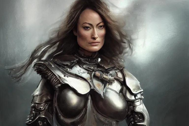 Prompt: a finely detailed portrait of Olivia Wilde, clothed in battle armor, olive skin, long dark hair, beautiful bone structure, symmetrical facial features, intricate, elegant, digital painting, trending on Artstation, concept art, smooth, sharp focus, illustration, from Metal Gear by Ruan Jia and Mandy Jurgens and Artgerm and Greg Rutkowski, award winning