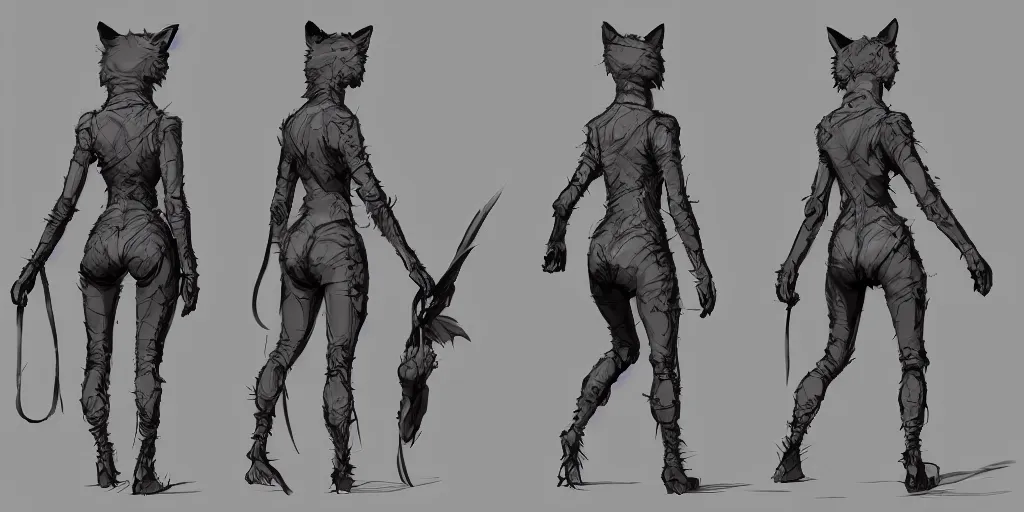 Image similar to cat walking cycle, animation, character sheet, fine details, concept design, contrast, kim jung gi, greg rutkowski, trending on artstation, 8 k, full body, turnaround, front view, back view, ultra wide angle