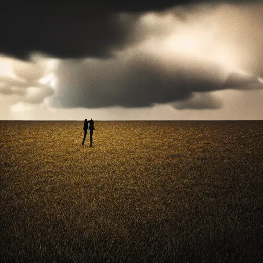 Image similar to an endless very tall wall far away. in a field, dramatic lighting. cloudscape, dystopian, grim, dark, full frame camera, 1 9 9 0 s, award - winning photograph, octane render, 4 k