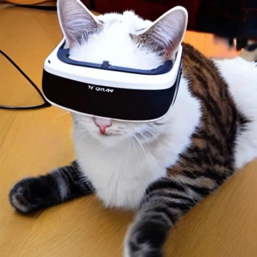 Image similar to cat wearing vr goggles