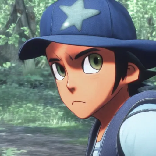 Image similar to Film still of Ash Ketchum, from Red Dead Redemption 2 (2018 video game)