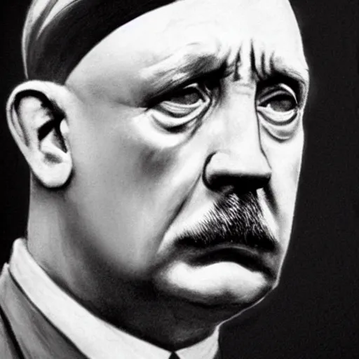 Image similar to a hyper realistic portraint of adolf hilter, ultra detail, realistic.