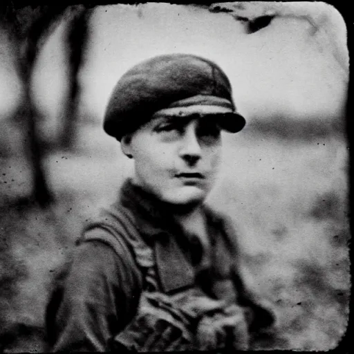 Prompt: a portrait of a minion in world war 2, grainy, shellshocked