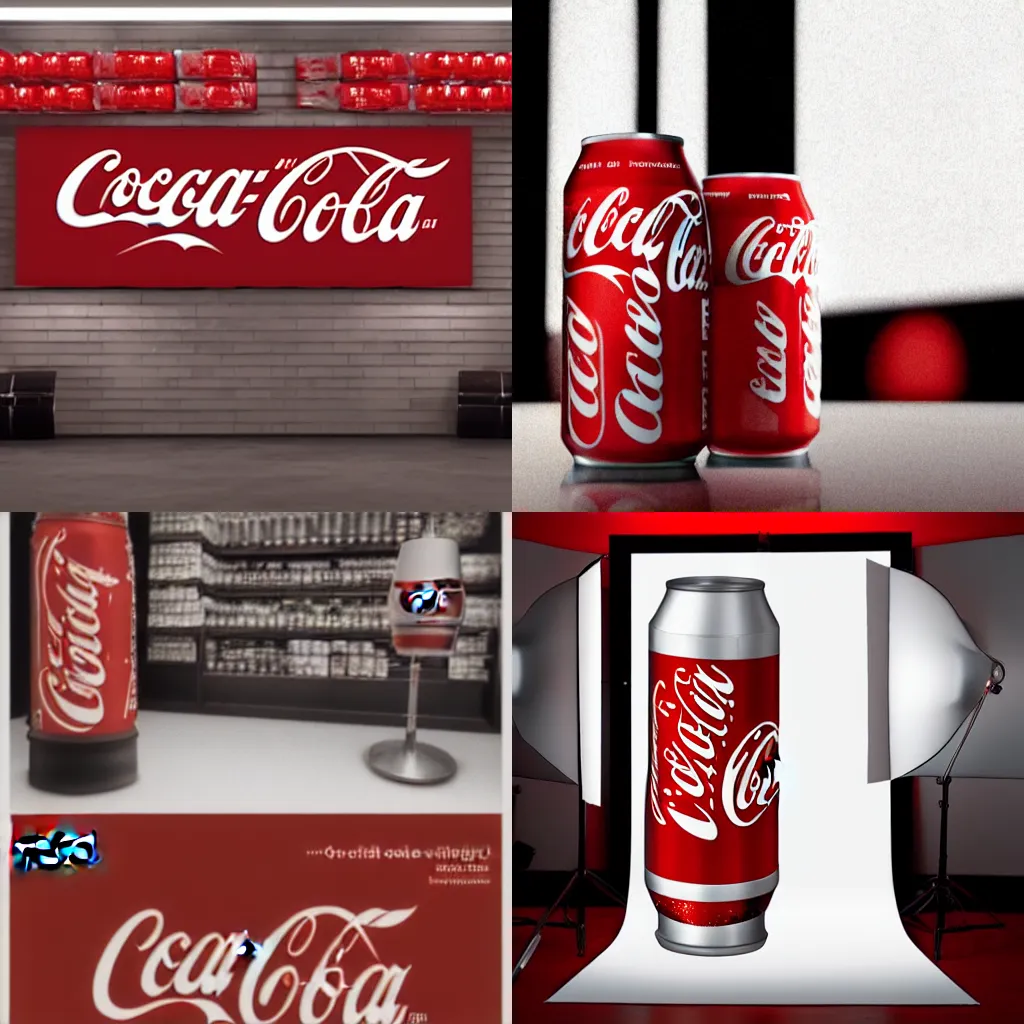 Prompt: coca cola can ad, photorealistic, studio lighting